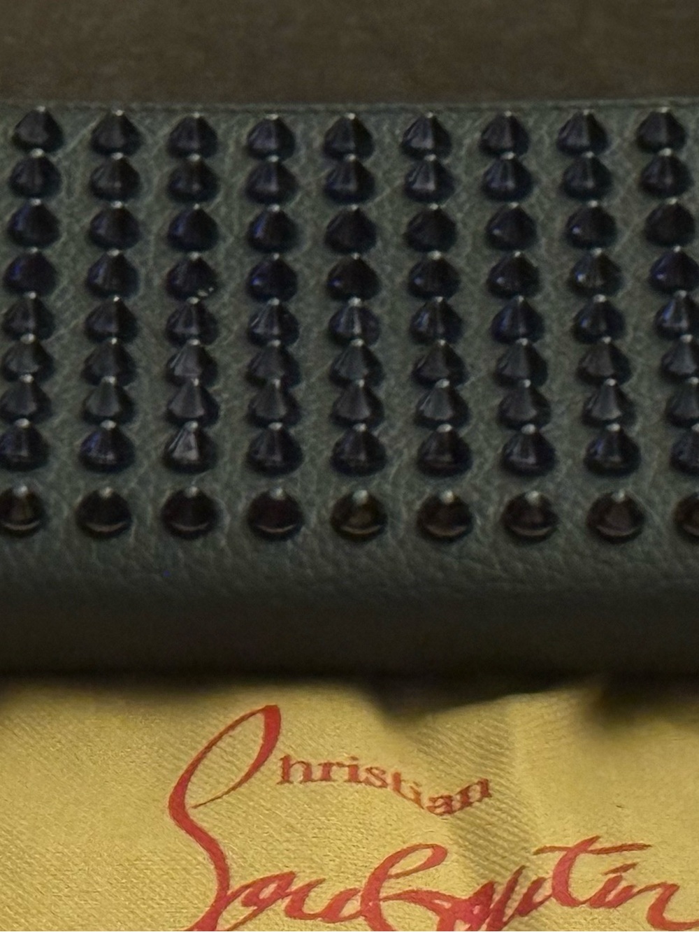 Christian Louboutin Navy Blue Studded  Zip Wallet